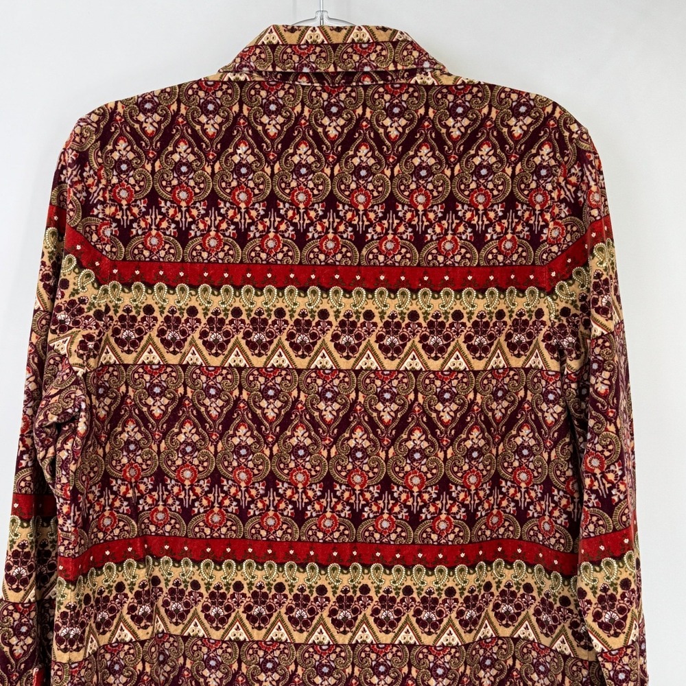 The Territory Ahead Velvet Paisley Print Button Up Shirt Long Sleeve Women Large - Picture 6 of 13
